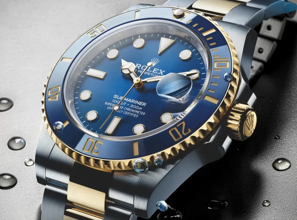 1:1 super clone luxury watch UK with stainless steel case and sapphire crystal close-up