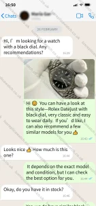 customer inquiry rolex datejust black dial