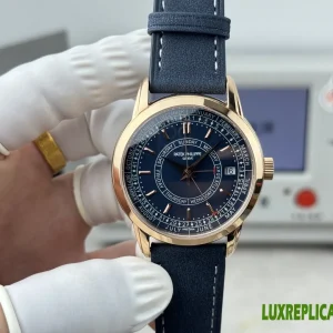 Patek Philippe Complications Replica Watches 40mm Mens Blue Dial Leather Strap 1:1 Clone Watch