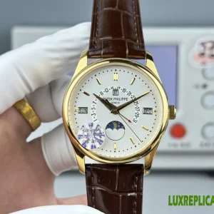 Patek Philippe Grand Complications Replica Watches 40mm Mens White Dial Leather Strap 1:1 Clone Watch