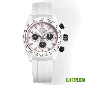 Rolex Daytona Replica Watches 40mm Mens White Dial Rubber Strap 1:1 Clone Watch
