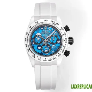 Rolex Daytona Replica Watches 40mm Mens Blue Dial Rubber Strap 1:1 Clone Watch