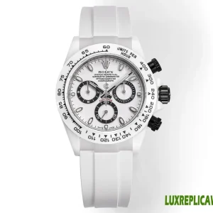Rolex Daytona Replica Watches 40mm Mens White Dial Rubber Strap 1:1 Clone Watch