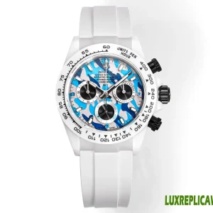 Rolex Daytona Replica Watches 40mm Mens Blue Dial Rubber Strap 1:1 Clone Watch