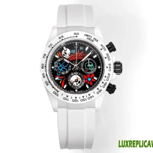 Rolex Daytona Replica Watches 40mm Mens Black Dial Rubber Strap 1:1 Clone Watch