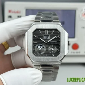 Patek Philippe Cubitus Replica Watches 45mm Mens Black Dial Metal Bracelet 1:1 Clone Watch