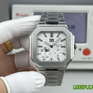 Patek Philippe Cubitus Replica Watches 45mm Mens Silver Dial Metal Bracelet 1:1 Clone Watch