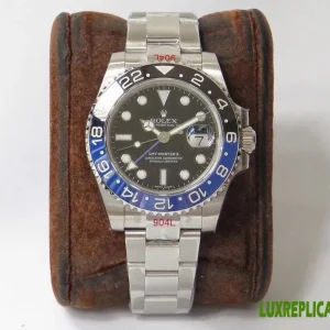 Rolex GMT-Master II Replica Watches 40mm Mens Black Dial Metal Bracelet 1:1 Clone Watch