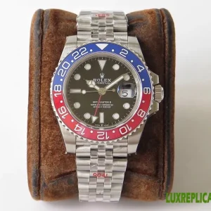 Rolex GMT-Master II Replica Watches 40mm Mens Black Dial Metal Bracelet 1:1 Clone Watch