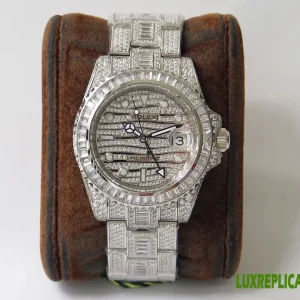 Rolex GMT-Master II Replica Watches 40mm Mens Diamond Dial Metal Bracelet 1:1 Clone Watch