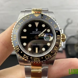 Rolex GMT-Master II Replica Watches 40mm Mens Black Dial Metal Bracelet 1:1 Clone Watch