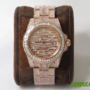 Rolex GMT-Master II Replica Watches 40mm Mens Diamond Dial Metal Bracelet 1:1 Clone Watch