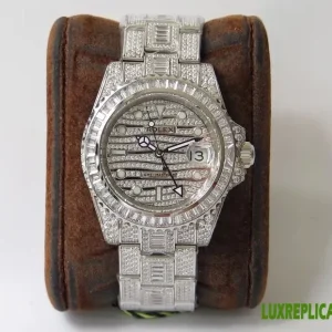 Rolex GMT-Master II Replica Watches 40mm Mens Diamond Dial Metal Bracelet 1:1 Clone Watch