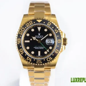 Rolex GMT-Master II Replica Watches 40mm Mens Black Dial Metal Bracelet 1:1 Clone Watch