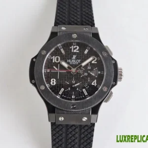 Hublot Big Bang Replica Watches 44mm Mens Black Dial Rubber Strap 1:1 Clone Watch