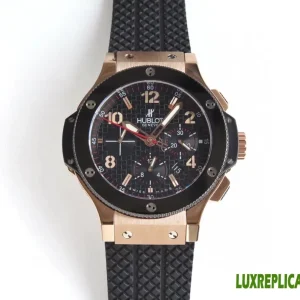 Hublot Big Bang Replica Watches 44mm Mens Black Dial Rubber Strap 1:1 Clone Watch