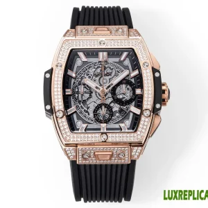 Hublot Big Bang Replica Watches 45mm Mens Black Dial Rubber Strap 1:1 Clone Watch