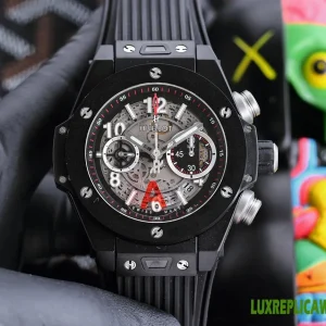 Hublot Big Bang Replica Watches 45.5mm Mens Black Dial Rubber Strap 1:1 Clone Watch