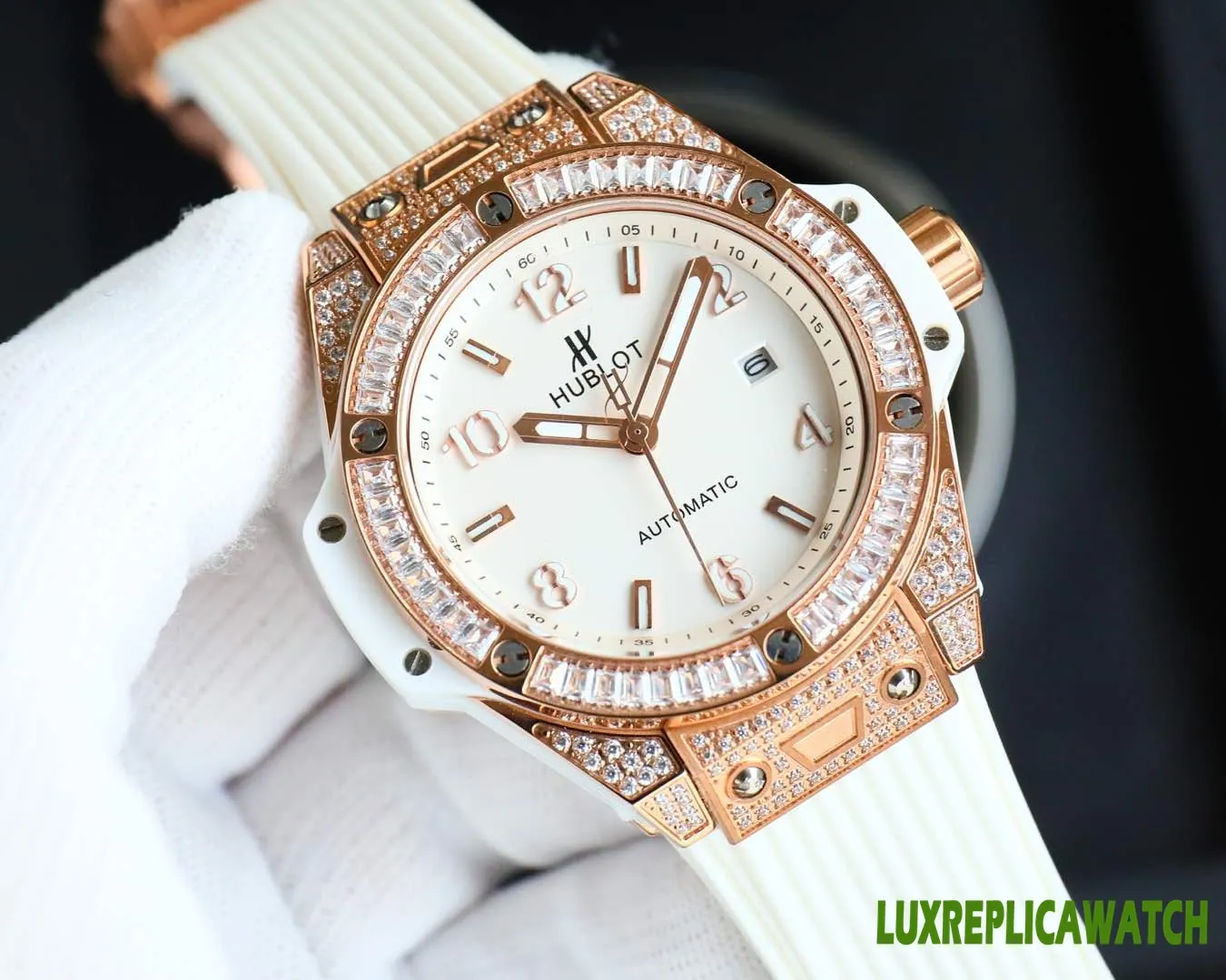 Hublot Big Bang Replica Watches 41mm Womens White Dial Rubber Strap 1:1 Clone Watch - Image 2