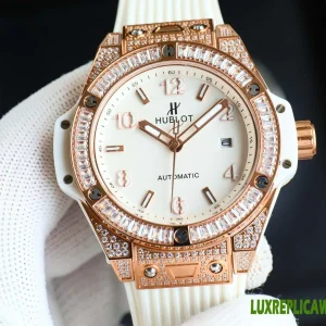 Hublot Big Bang Replica Watches 41mm Womens White Dial Rubber Strap 1:1 Clone Watch
