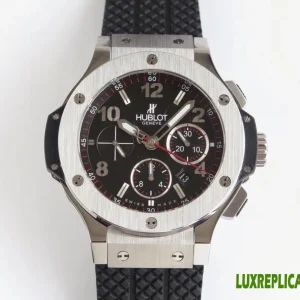 Hublot Big Bang Replica Watches 44mm Mens Black Dial Rubber Strap 1:1 Clone Watch