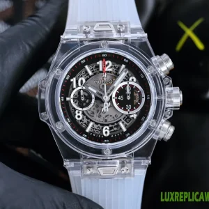 Hublot Big Bang Replica Watches 45mm Mens Black Dial Rubber Strap 1:1 Clone Watch
