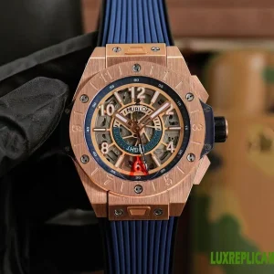 Hublot Big Bang Replica Watches 45mm Mens Blue Dial Rubber Strap 1:1 Clone Watch