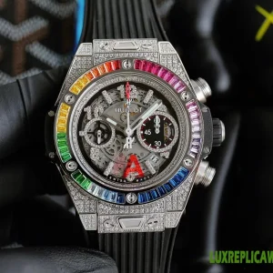 Hublot Big Bang Replica Watches 45mm Mens Black Dial Rubber Strap 1:1 Clone Watch