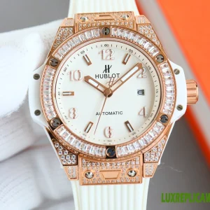 Hublot Big Bang Replica Watches 43mm Mens White Dial Rubber Strap 1:1 Clone Watch
