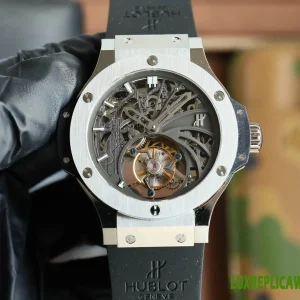 Hublot Big Bang Replica Watches 45mm Mens Skeleton Dial Rubber Strap 1:1 Clone Watch