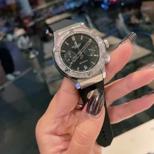 Hublot Big Bang Replica Watches 38mm Womens Black Dial Rubber Strap 1:1 Clone Watch