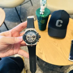 Hublot Big Bang Replica Watches 44mm Mens Black Dial Rubber Strap 1:1 Clone Watch