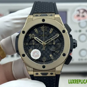 Hublot Big Bang Replica Watches 43mm Mens Black Dial Rubber Strap 1:1 Clone Watch
