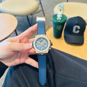 Hublot Big Bang Replica Watches 44mm Mens Silver Dial Rubber Strap 1:1 Clone Watch