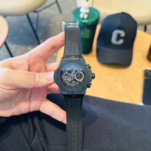 Hublot Big Bang Replica Watches 44mm Mens Black Dial Rubber Strap 1:1 Clone Watch