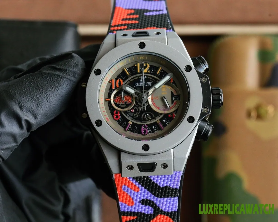 Hublot Big Bang Replica Watches 48mm Mens Skeleton Dial Rubber Strap 1:1 Clone Watch