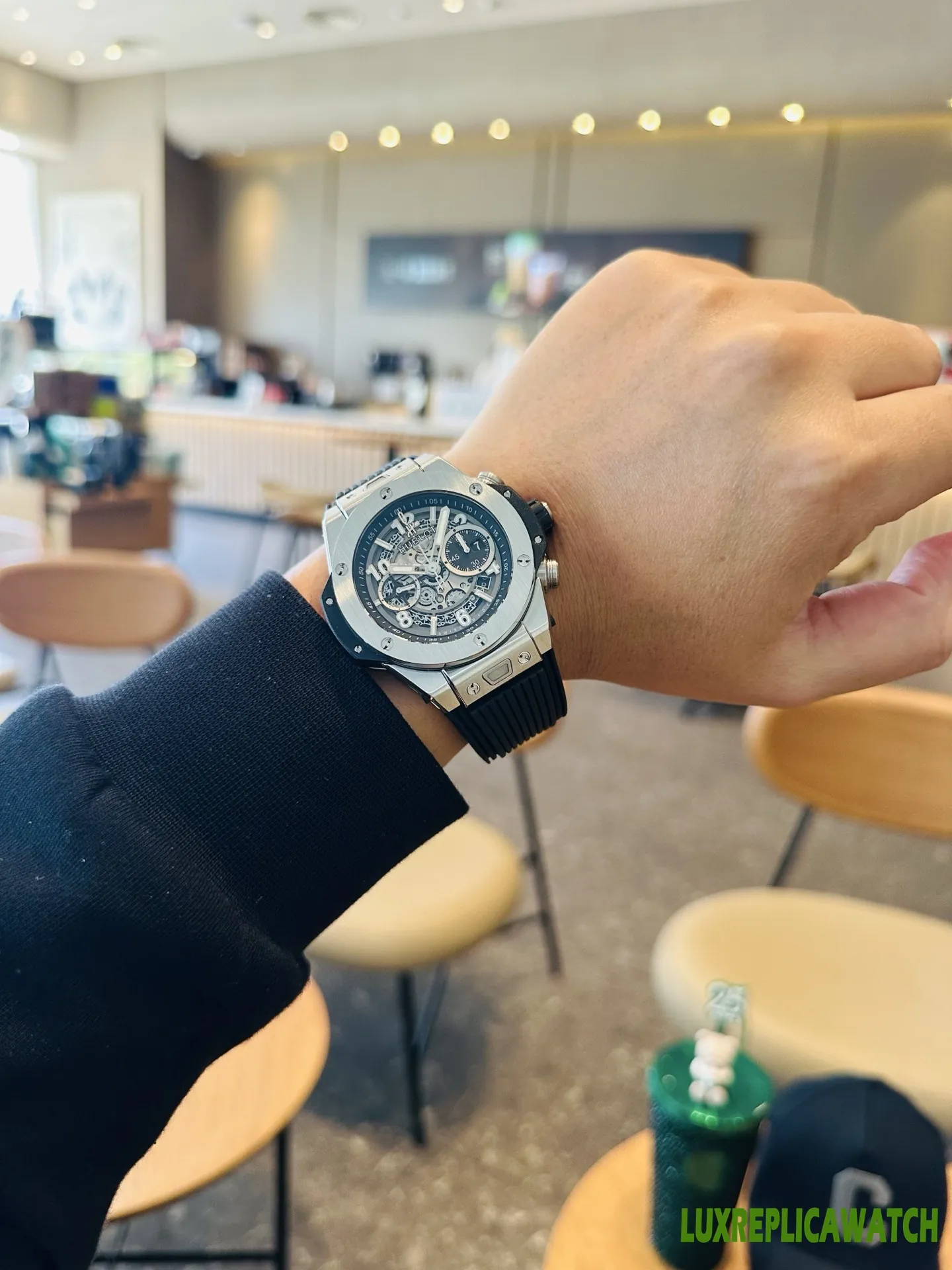 Hublot Big Bang Replica Watches 44mm Mens Grey Dial Rubber Strap 1:1 Clone Watch - Image 3