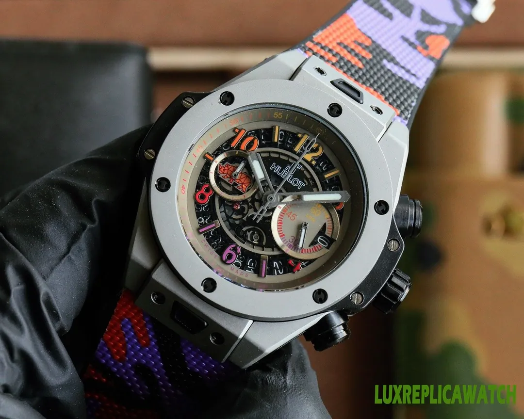 Hublot Big Bang Replica Watches 48mm Mens Skeleton Dial Rubber Strap 1:1 Clone Watch - Image 3