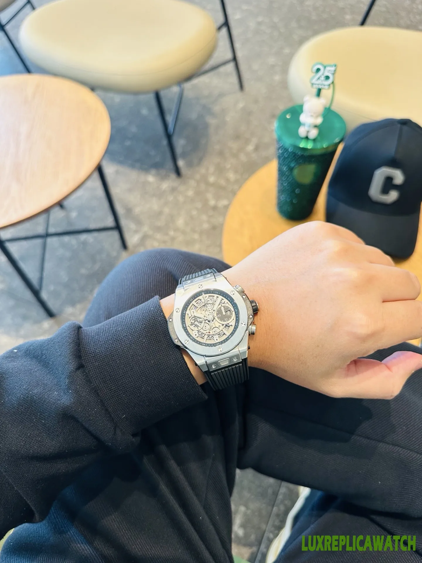 Hublot Big Bang Replica Watches 44mm Mens Grey Dial Rubber Strap 1:1 Clone Watch - Image 6