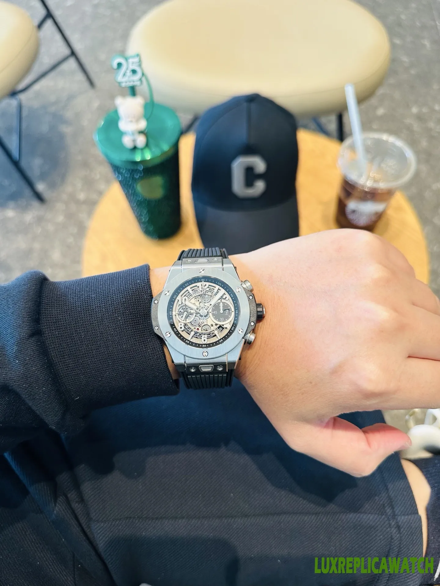 Hublot Big Bang Replica Watches 44mm Mens Grey Dial Rubber Strap 1:1 Clone Watch - Image 7