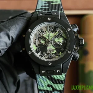 Hublot Big Bang Replica Watches 48mm Mens Camouflage Dial Rubber Strap 1:1 Clone Watch