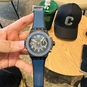 Hublot Big Bang Replica Watches 44mm Mens Silver Dial Rubber Strap 1:1 Clone Watch