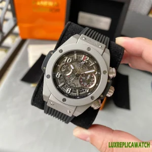 Hublot Big Bang Unico Replica Watches 45mm Mens Skeleton Dial Rubber Strap 1:1 Clone Watch