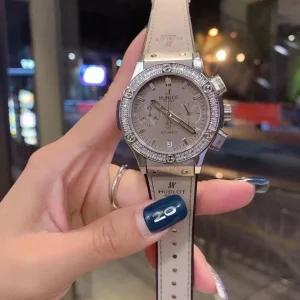 Hublot Classic Fusion Replica Watches 38mm Womens White Dial Leather Strap 1:1 Clone Watch