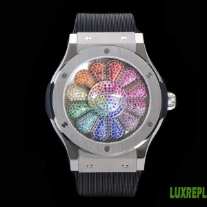 Hublot Classic Fusion Murakami Replica Watches 45mm Mens Multicolor Dial Rubber Strap 1:1 Clone Watch