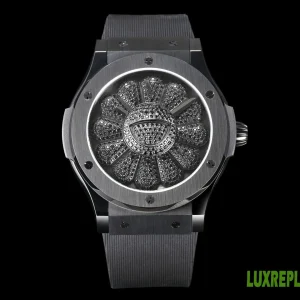 Hublot Classic Fusion Murakami Replica Watches 45mm Mens Black Dial Rubber Strap 1:1 Clone Watch