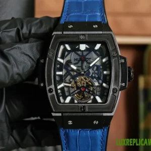 Hublot Spirit Of Big Bang Replica Watches 42mm Mens Skeleton Dial Leather Strap 1:1 Clone Watch
