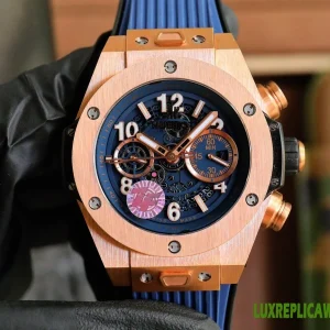 Hublot Big Bang Replica Watches 45mm Mens Blue Dial Rubber Strap 1:1 Clone Watch