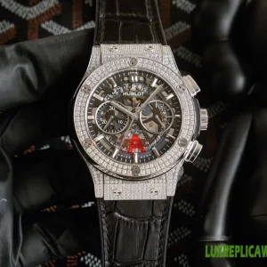 Hublot Classic Fusion Replica Watches 45mm Mens Black Dial Leather Strap 1:1 Clone Watch