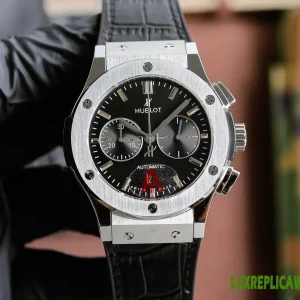 Hublot Classic Fusion Replica Watches 45mm Mens Black Dial Leather Strap 1:1 Clone Watch